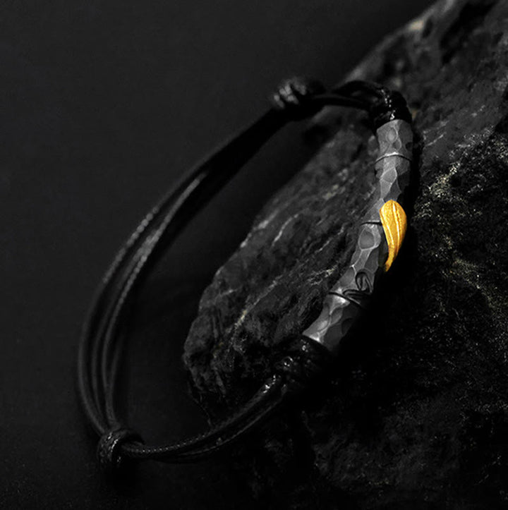 WorldNorse Handcrafted 999 Silver Hammered Bamboo Gold Leaf Bracelet - image 3