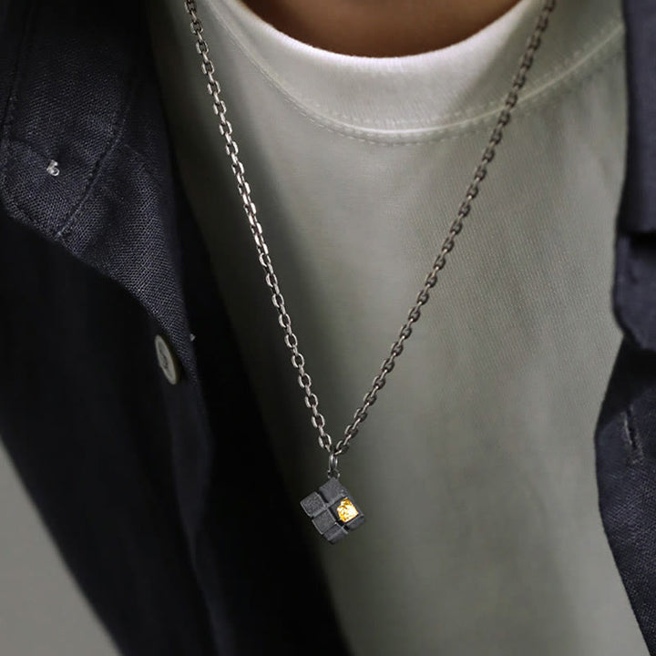 WorldNorse Handcrafted 999 Silver Forged Cube Necklace - image 1