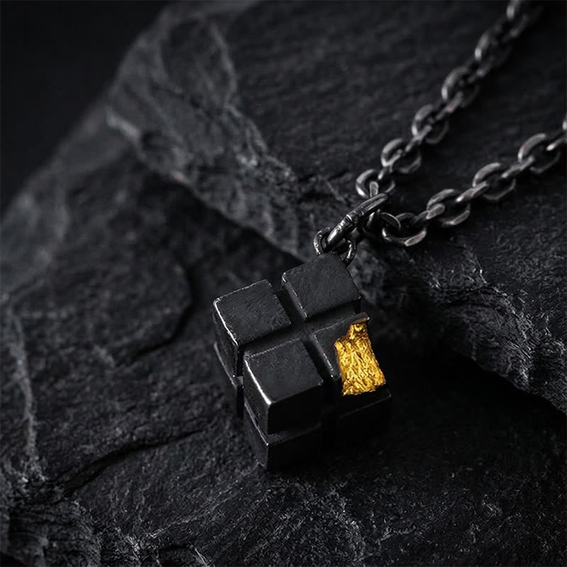 WorldNorse Handcrafted 999 Silver Forged Cube Necklace - With 55cm Titanium Steel Chain - image 3