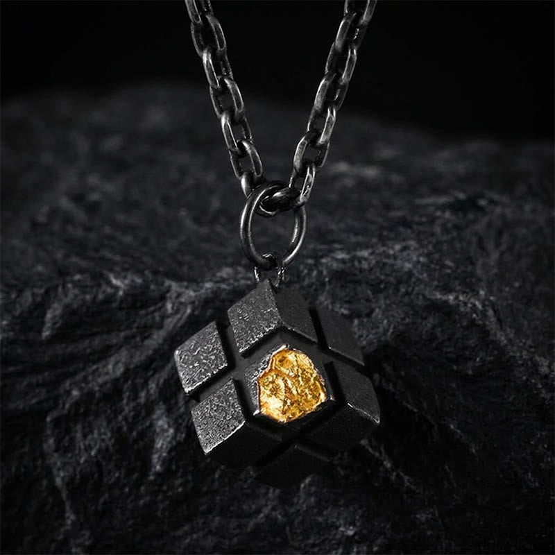 WorldNorse Handcrafted 999 Silver Forged Cube Necklace - image 0