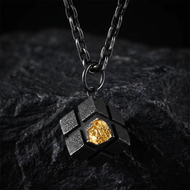 WorldNorse Handcrafted 999 Silver Forged Cube Necklace - image 0