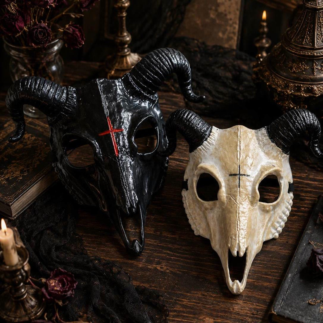 WorldNorse Gothic Goat Skull Head Mask for Cosplay Halloween Decor Prop - image 0