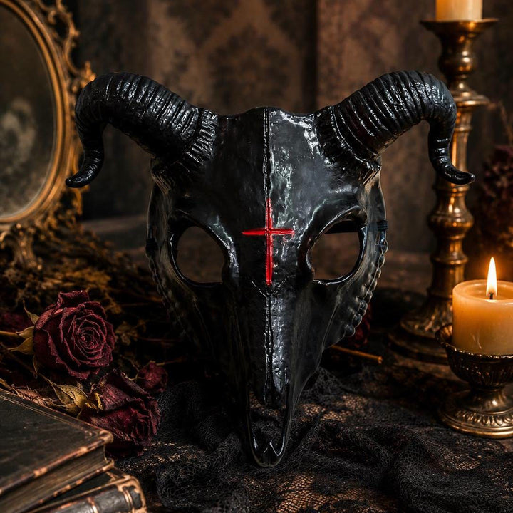 WorldNorse Gothic Goat Skull Head Mask for Cosplay Halloween Decor Prop - Black - image 4