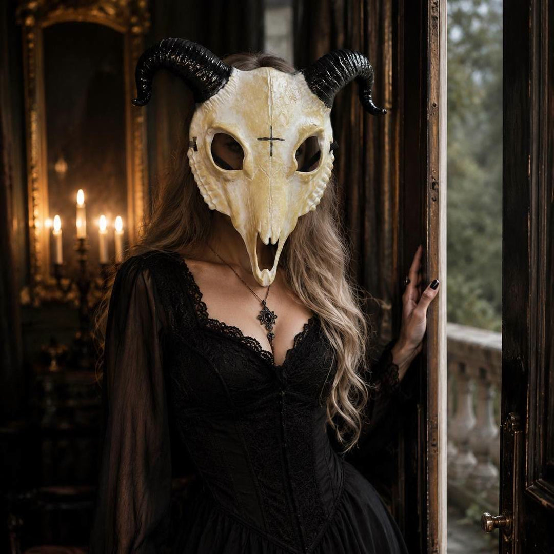 WorldNorse Gothic Goat Skull Head Mask for Cosplay Halloween Decor Prop - image 3