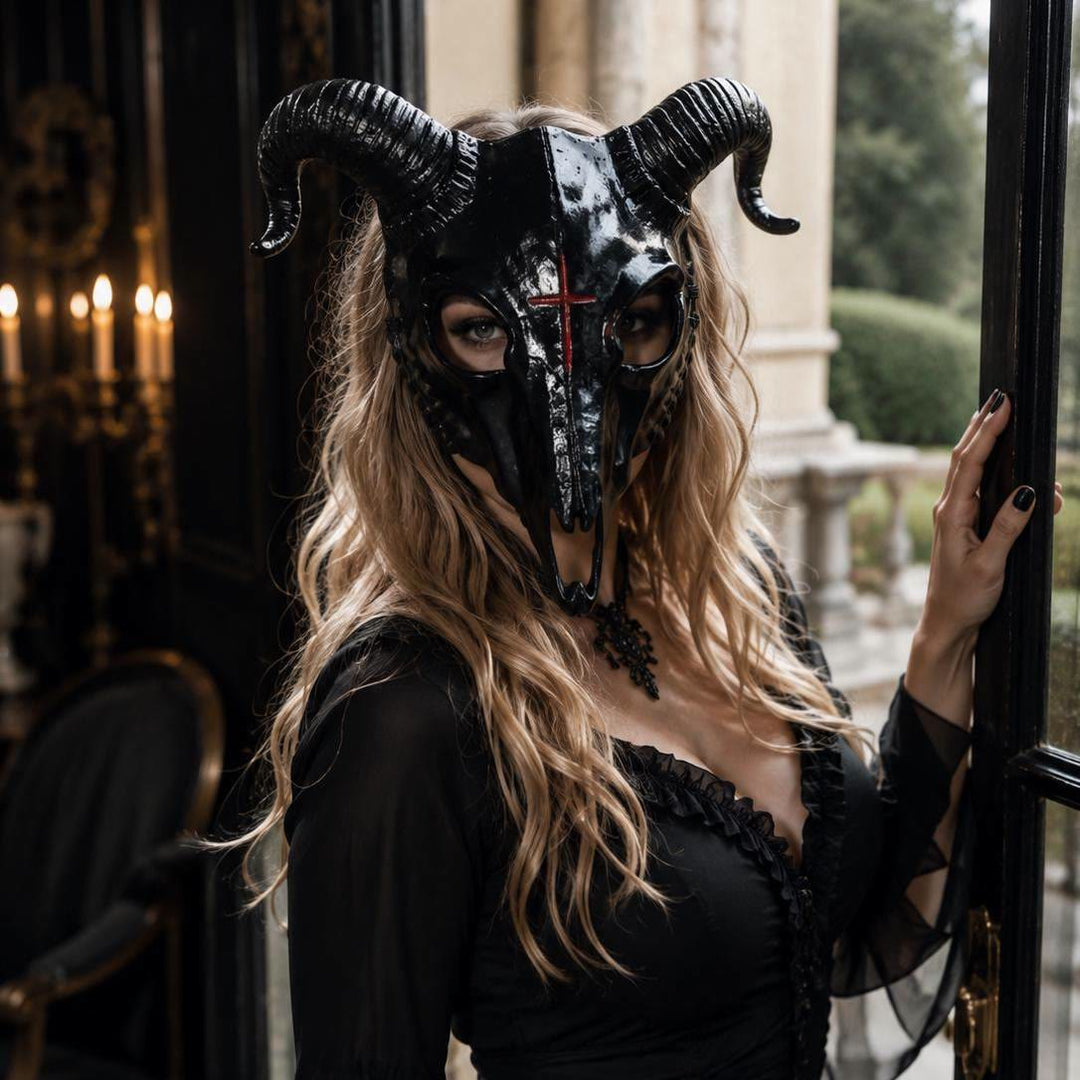WorldNorse Gothic Goat Skull Head Mask for Cosplay Halloween Decor Prop - image 5