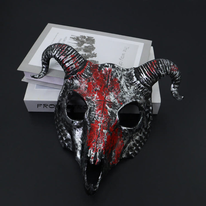 WorldNorse Gothic Goat Skull Head Mask for Cosplay Halloween Decor Prop - Blood-Red - image 8