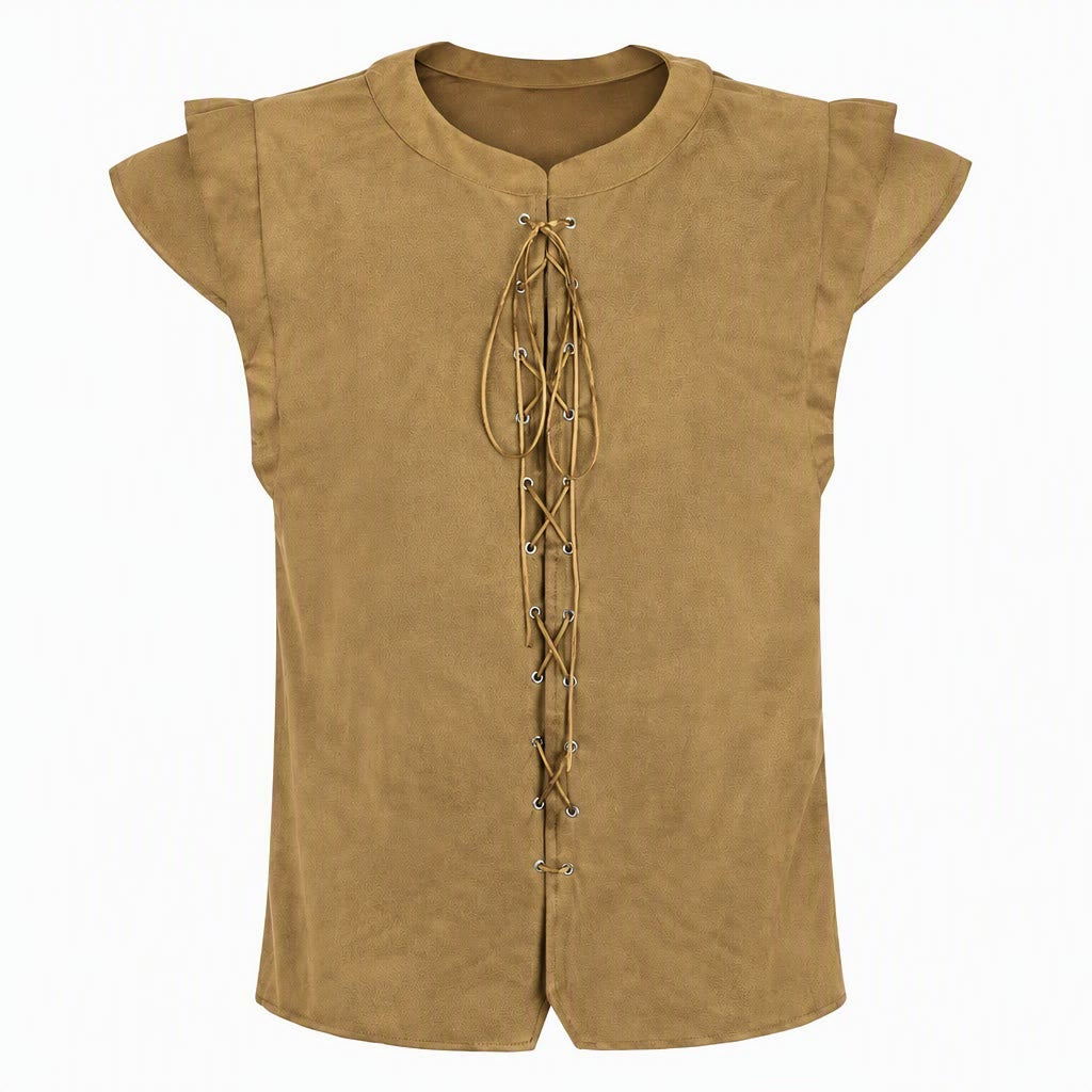 WorldNorse Viking Sueded Lace Up Tunic Costume Waistcoat - Light Brown - US/UK/AU46，EU56 (3XL) - image 18