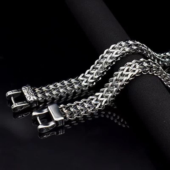 WorldNorse Men's Viking Silver Wolf Head Bracelet