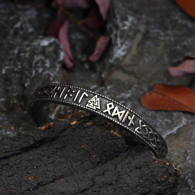 WorldNorse Men's Vintage Norse Valknut Viking Bracelet - Silver - image 0