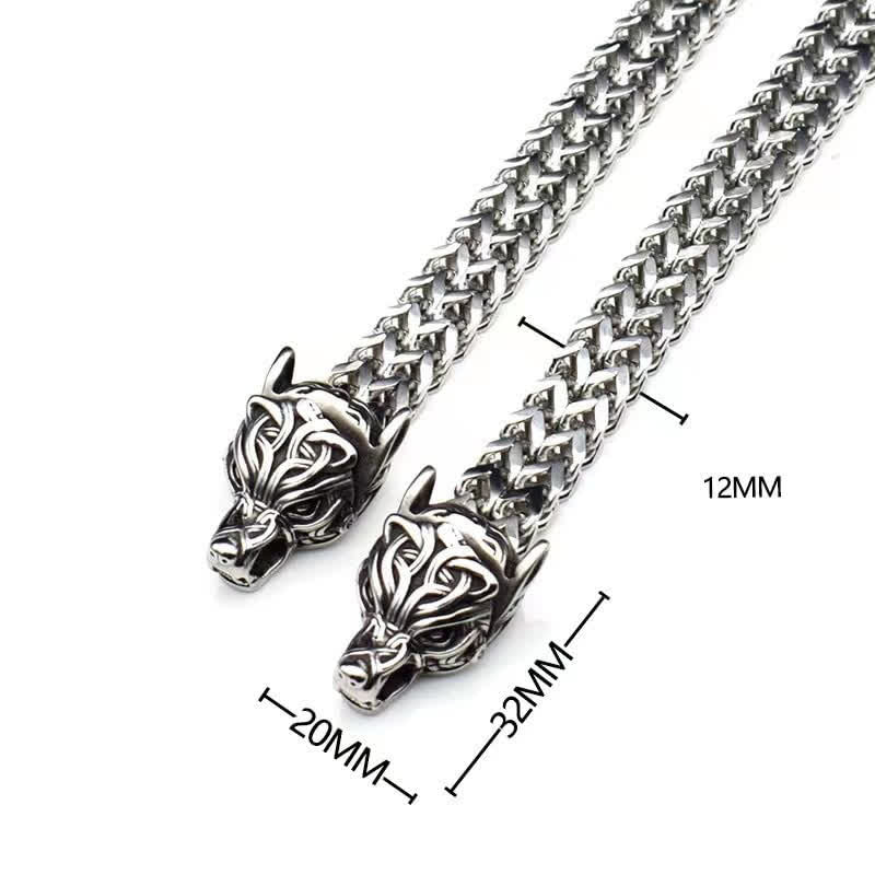 WorldNorse Men's Viking Silver Wolf Head Bracelet