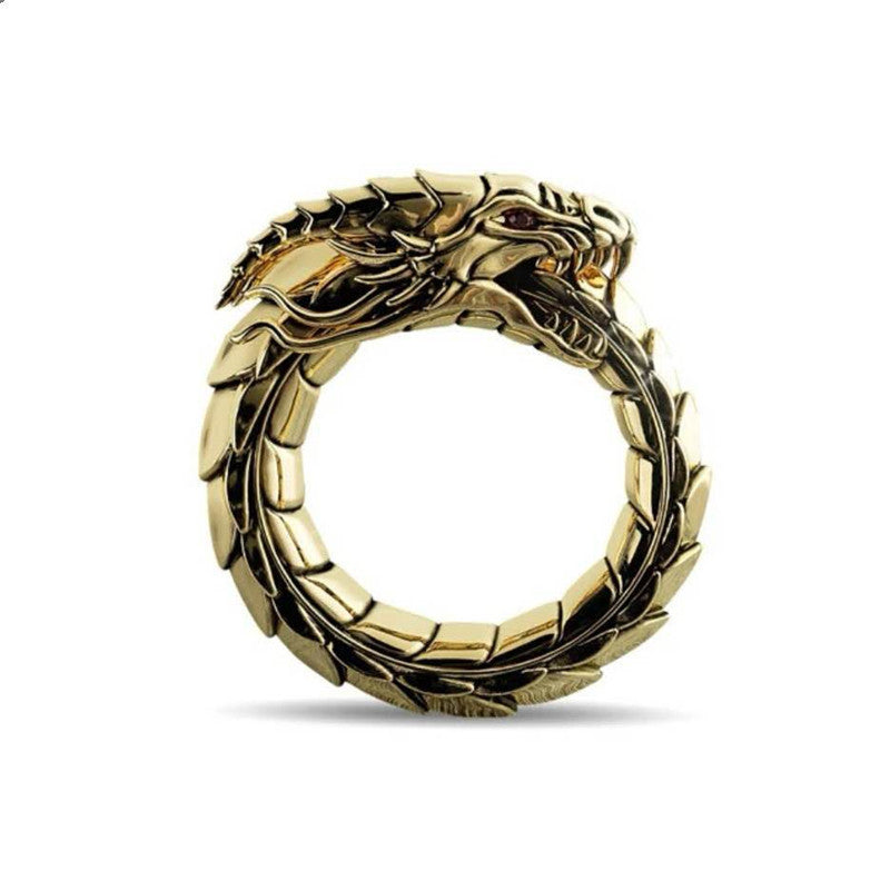 WorldNorse Nordic Mythical Giant Dragon Nicolas Style Protection Ring / Necklace - Ring - Gold - AU Size Z (US 13) - image 7